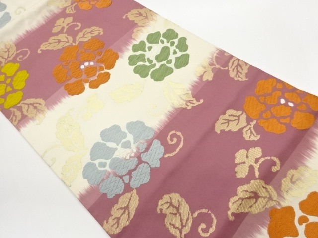 JAPANESE NAGOYA OBI / KARA-ORI / WOVEN FLOWER